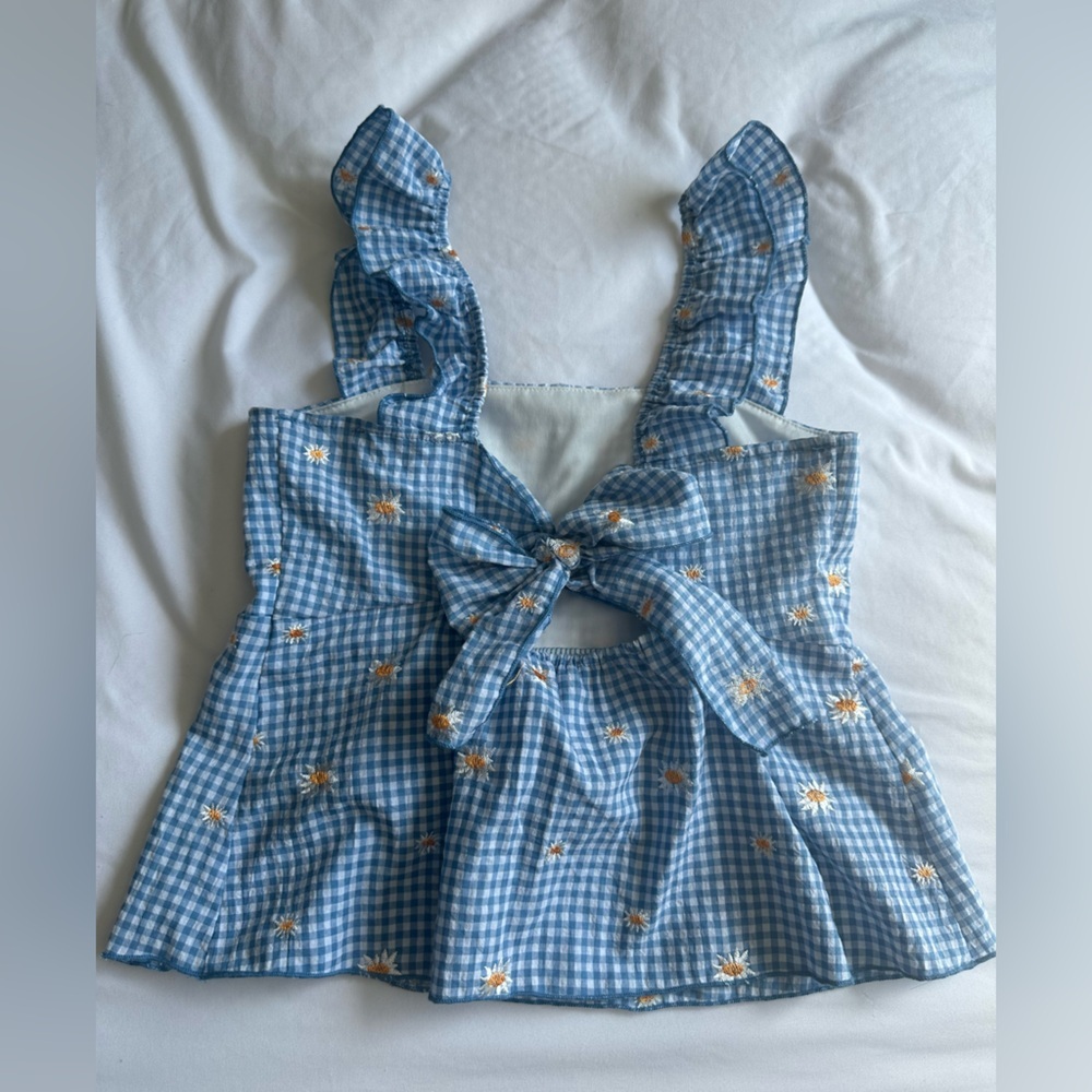Kirious Los Angeles Cropped Ruffled Floral Print Summer Tank Size‎ Small